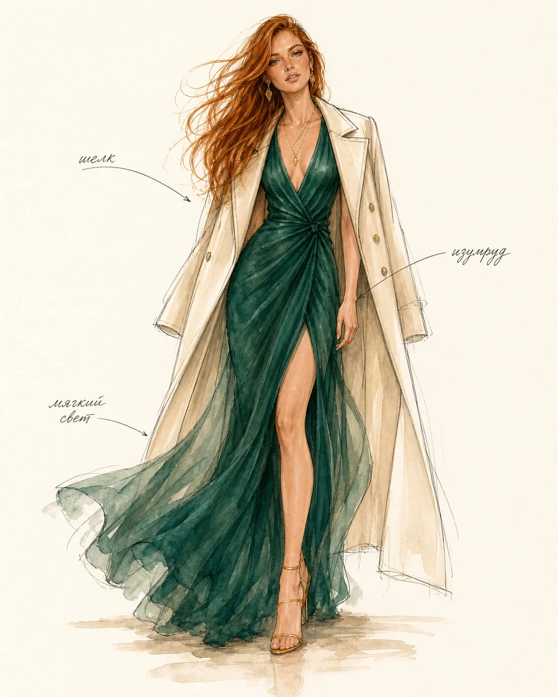 Промпт «Fashion sketch»: пример результата