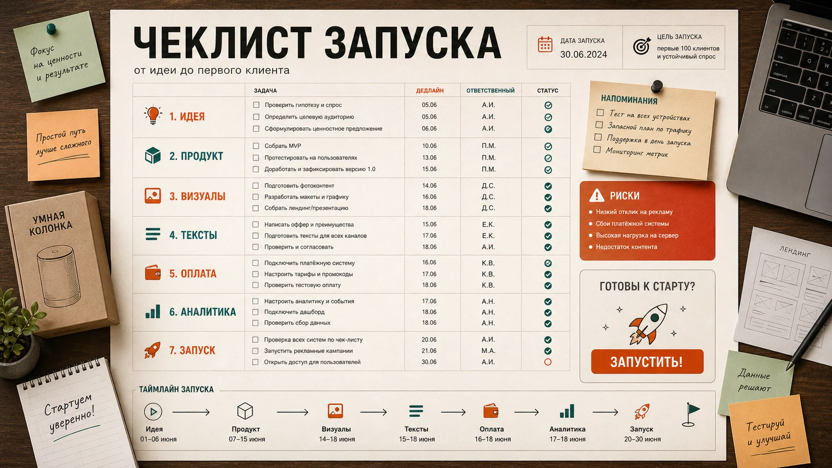 Промпт «Чеклист запуска»: пример результата