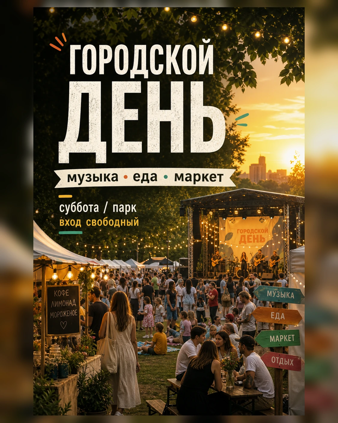 Промпт «Городской фестиваль»: пример результата