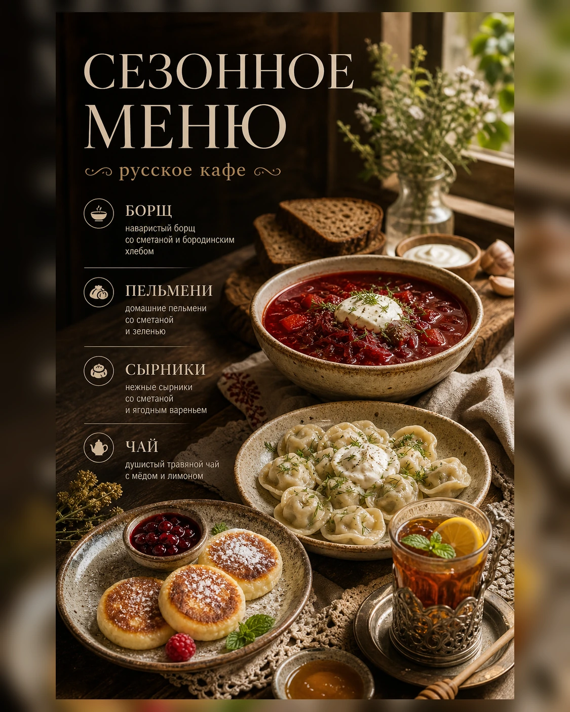 Промпт «Меню-постер»: пример результата