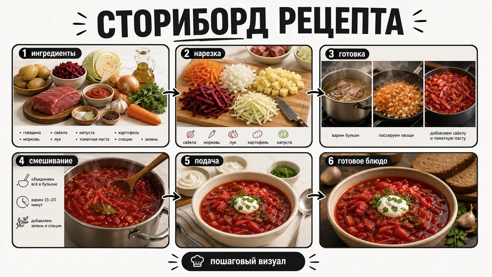 Промпт «Сториборд рецепта»: пример результата