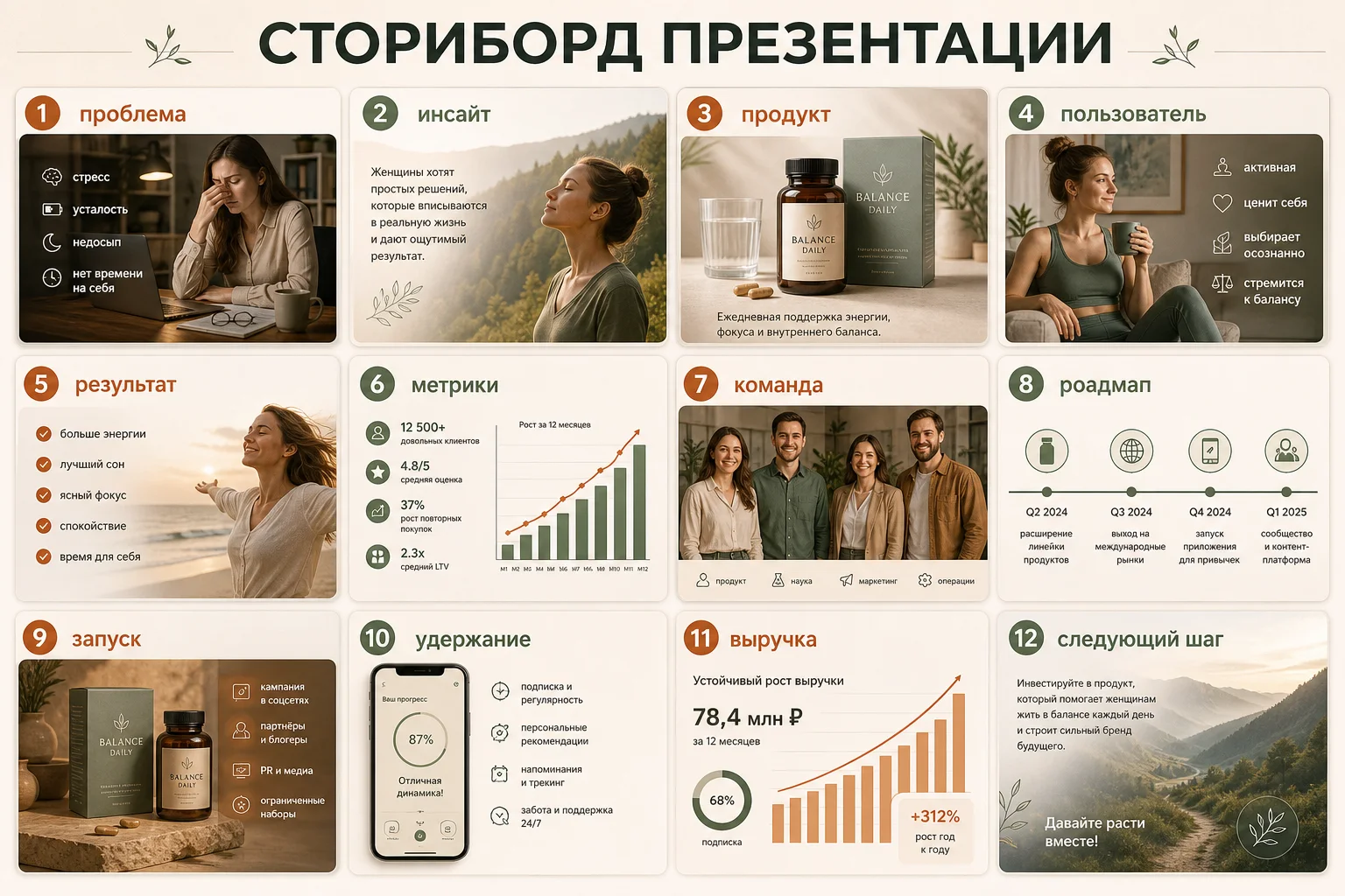 Промпт «Сториборд презентации»: пример результата